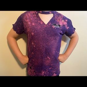 Purple Bats distressed bleached T-shirt